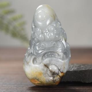 疆友 孤品 和田玉青花玉籽料貔貅把件 礼物 守护 手把玩件 101克