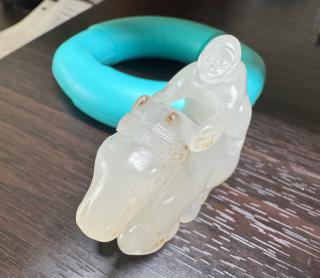 玉器动物园 明马上封侯 和田玉冰白玉籽料 冰白玉自战汉以来真的绝迹