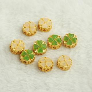 沙金包金保色仿和田玉四叶草十字通孔隔珠 diy手工饰品配件串散珠