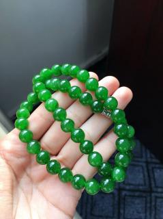 保真新疆和田玉碧玉项链菠菜绿圆珠子项链帝王绿珠8 10毫米手链制