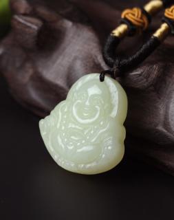 王廷珠宝waltraud jewelry饰品移动端专场青白和田玉弥勒佛吊坠 附证