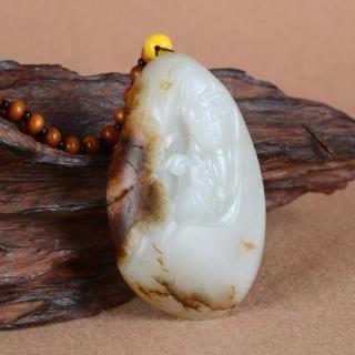 119.72g!重量级和田玉籽料观音挂件